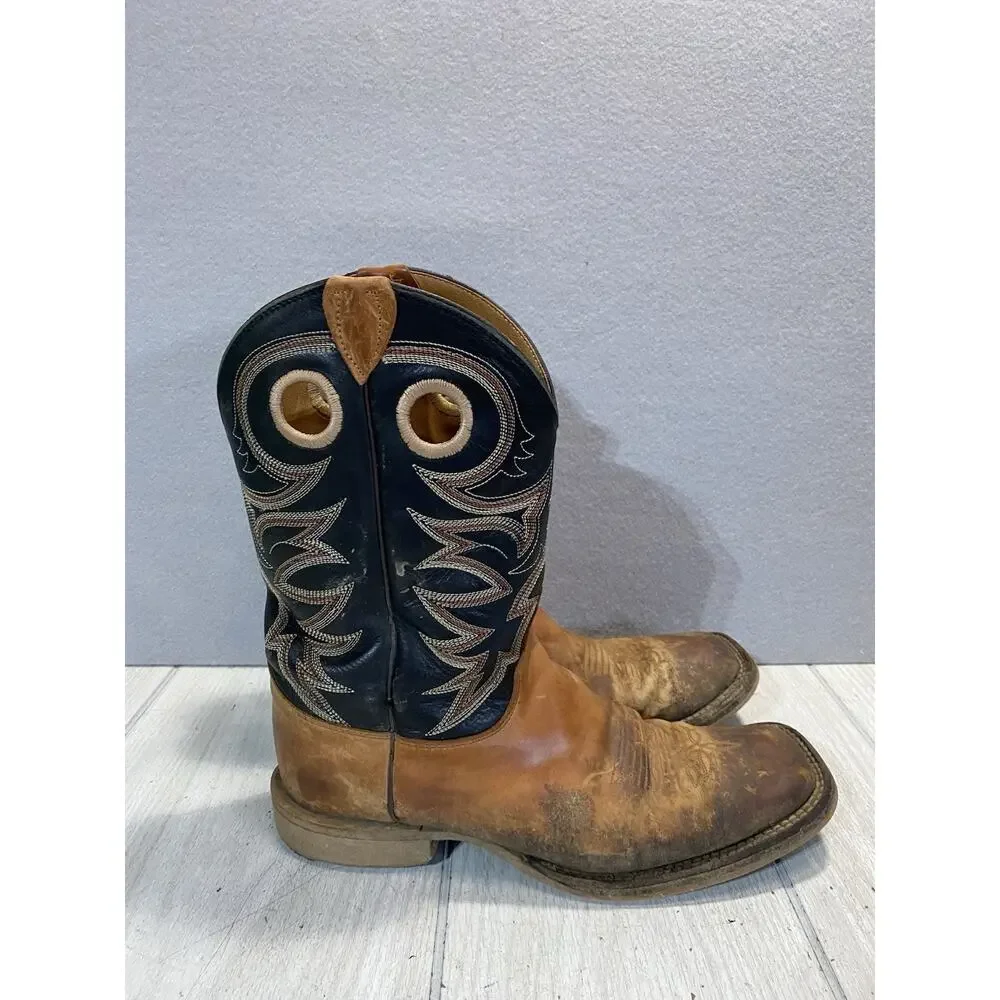Justin Caddo BR740 Mens Tan Black Leather Western Cowboy Boots Size 10 D